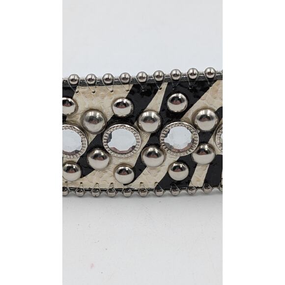 Montana West Women's Western Rhinestone Cowgirl Belt Zebra Print Size 36 Genuine - Picture 8 of 14